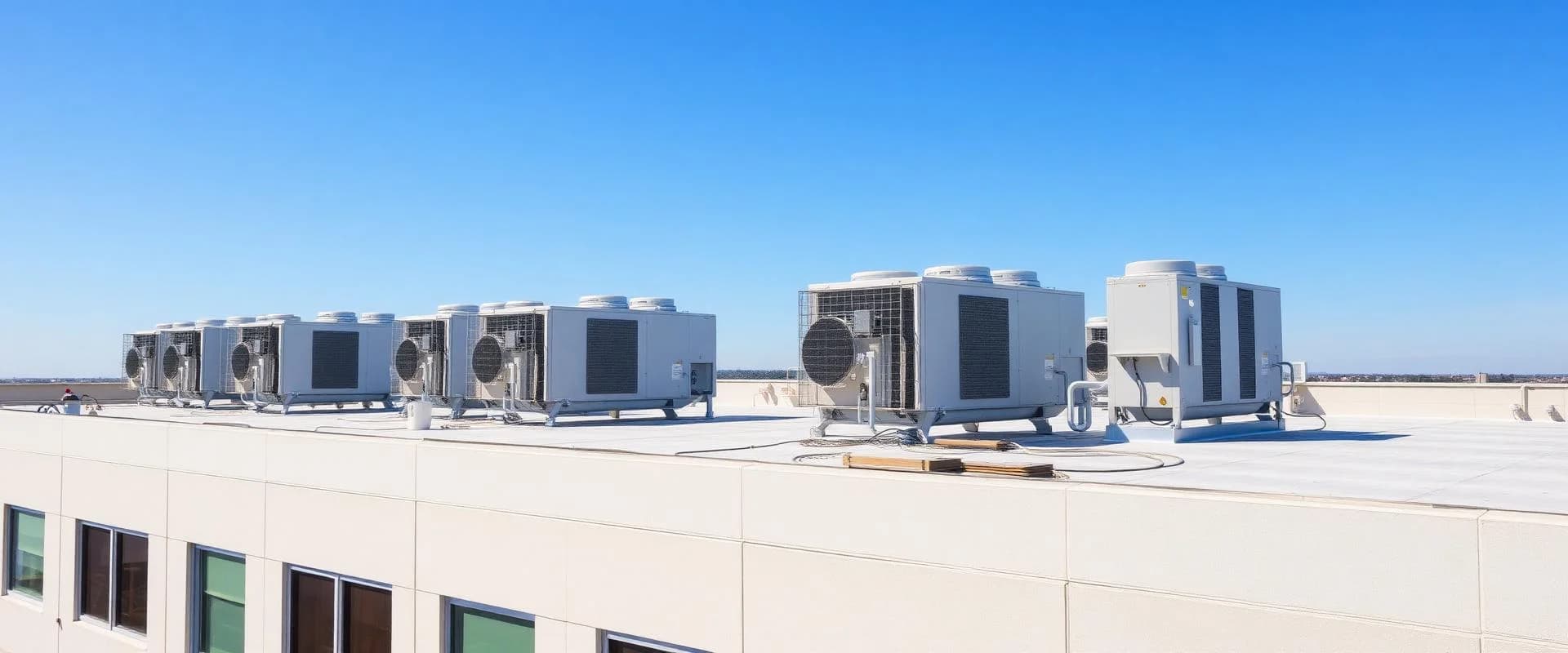 Commercial HVAC rooftop installation